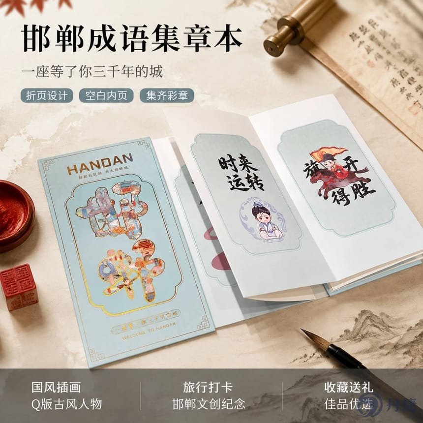 Fold-out Idiom Stamp Book — Handan cultural souvenir